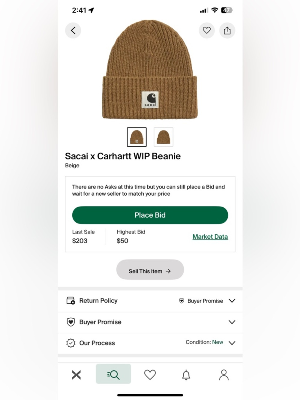 SACAI x Carhartt WIP wool knit Beanie NWT - Picture 5 of 8